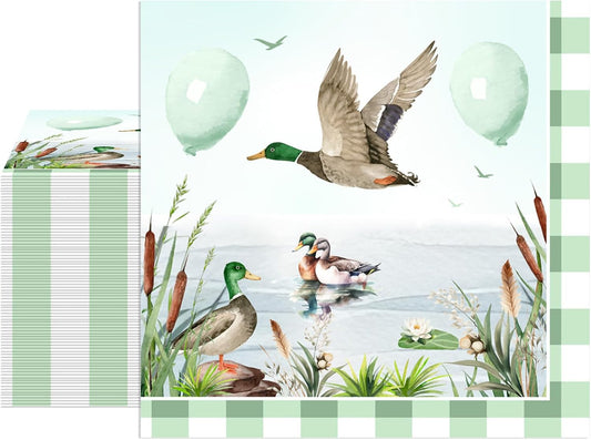 40Pcs Luck Duck Paper Napkins Disposable, Watercolor Duck Birthday Party Napkins Decorations Baby Shower Decorations 6.5x6.5 Inches