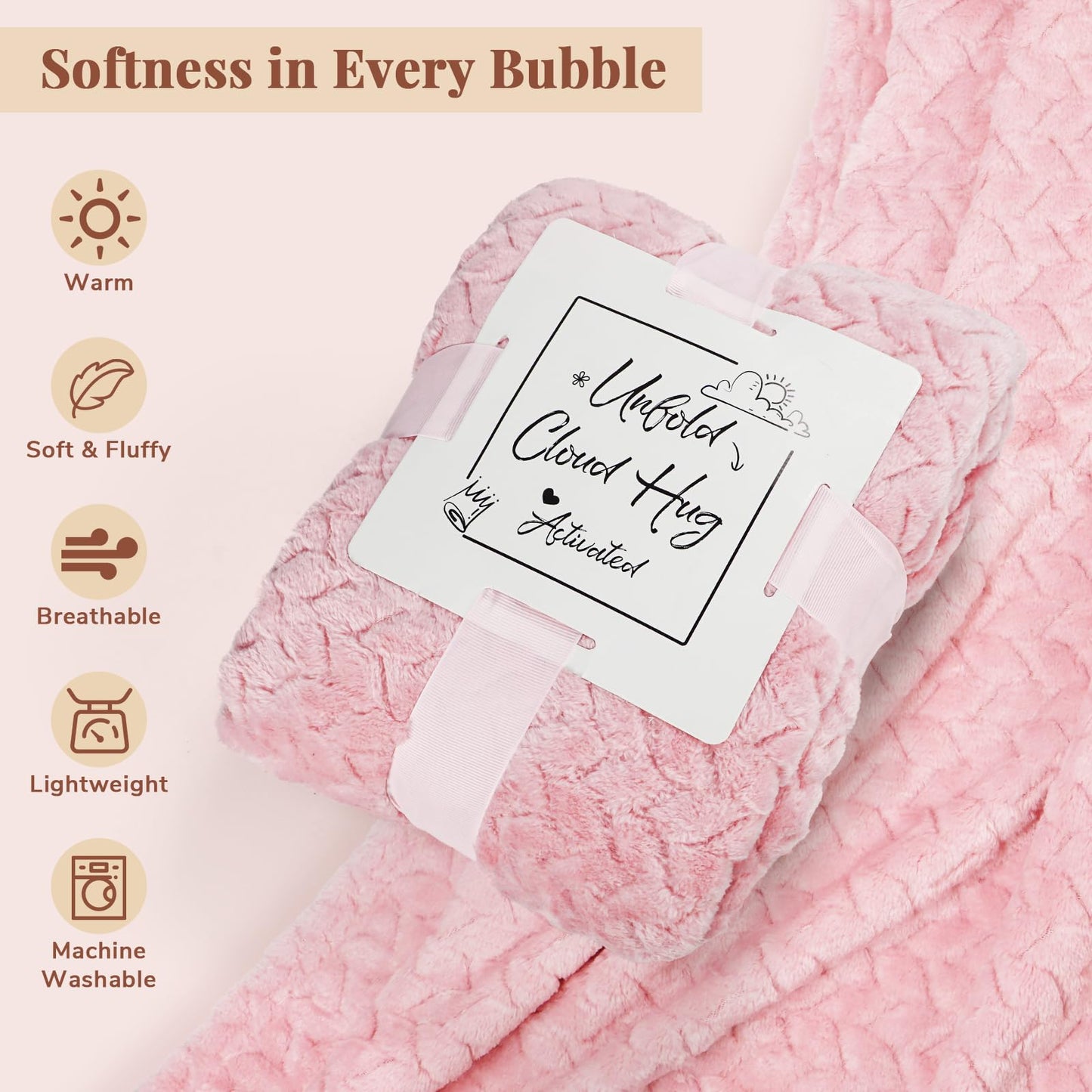 LuckyBundle Birthday Gifts for Women - Luxury Self Care Gift Basket for Her, Mom, Sister, Bestied Coworker - Unique Spa Care Package with Flannel Blanket - Ideal for Mother's Day, Get Well Soon