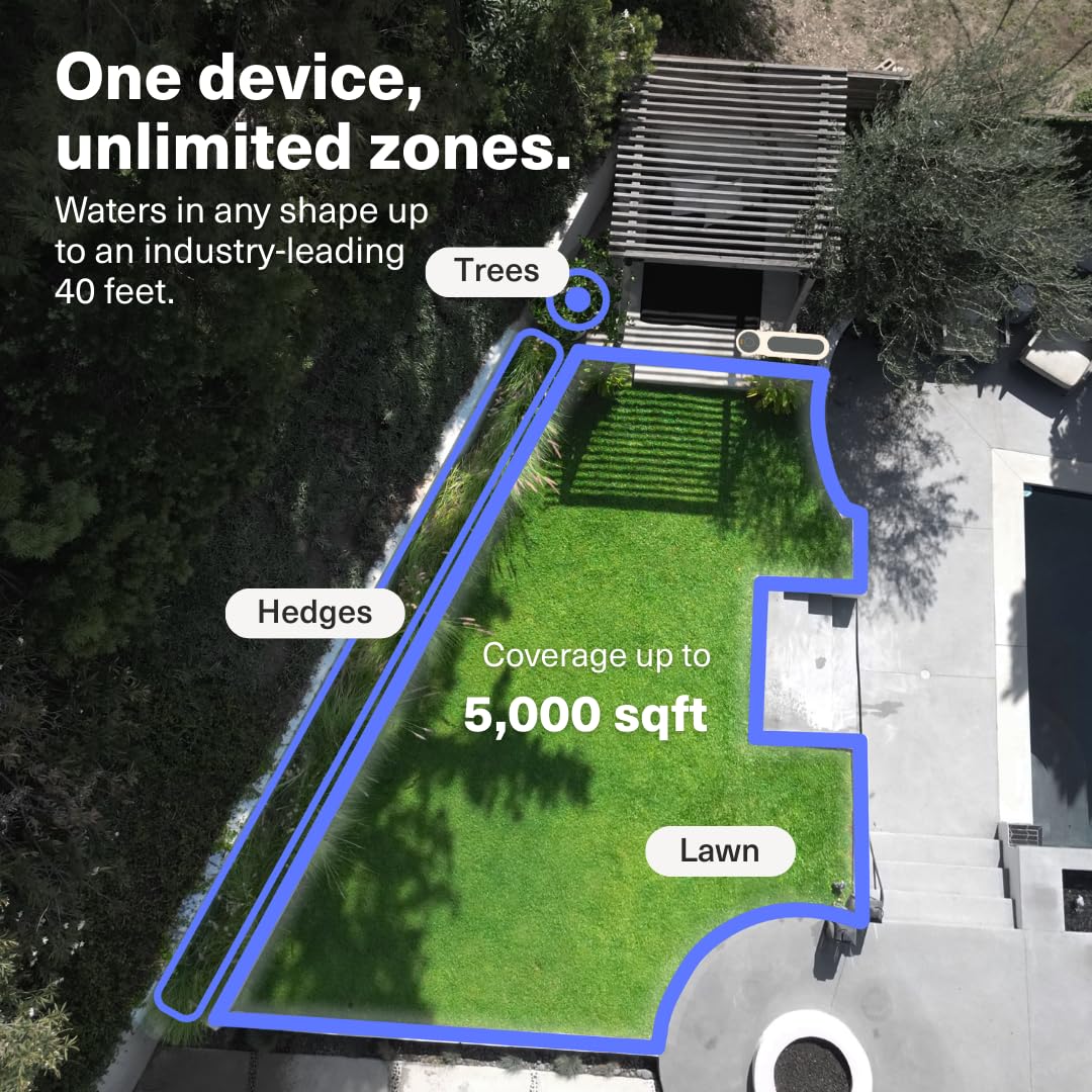 OtO Lawn Smart Sprinkler – App-Controlled Precision Watering, Solar-Powered, Weather Intelligence, Rain Skips, Quick Install, Covers 5,000 sq ft, Water-Saving Irrigation System