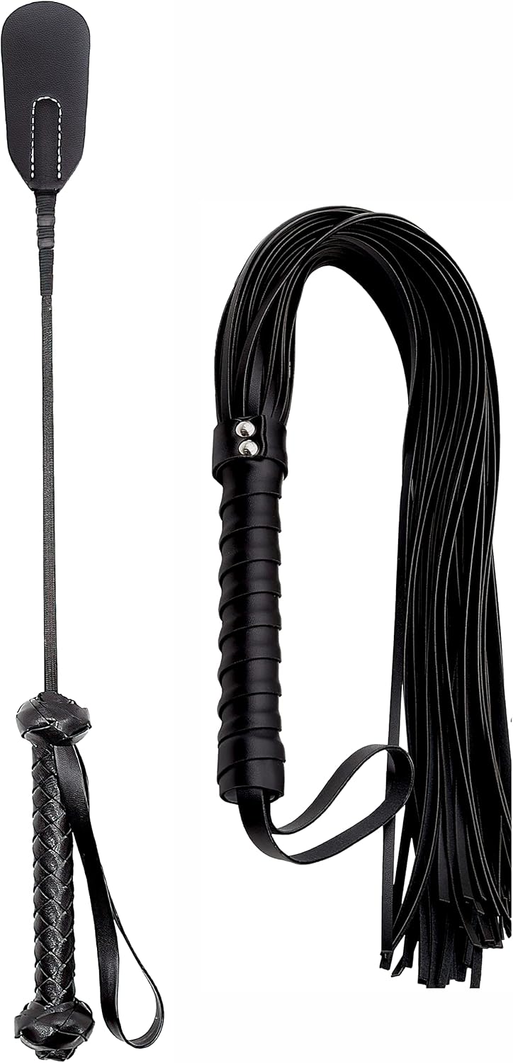 Horse Riding Crop Whip Set 18" 27" - Horse Set Flogger Faux Leather - Riding Whip for Horse Equestrian - English Riding Set Crop for Horses