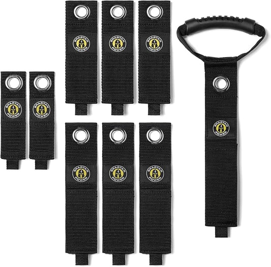 Spartan Power Heavy Duty Storage Straps Assorted 9 Pack, Various Sizes for Garage Organization and Cable or Hose Storage