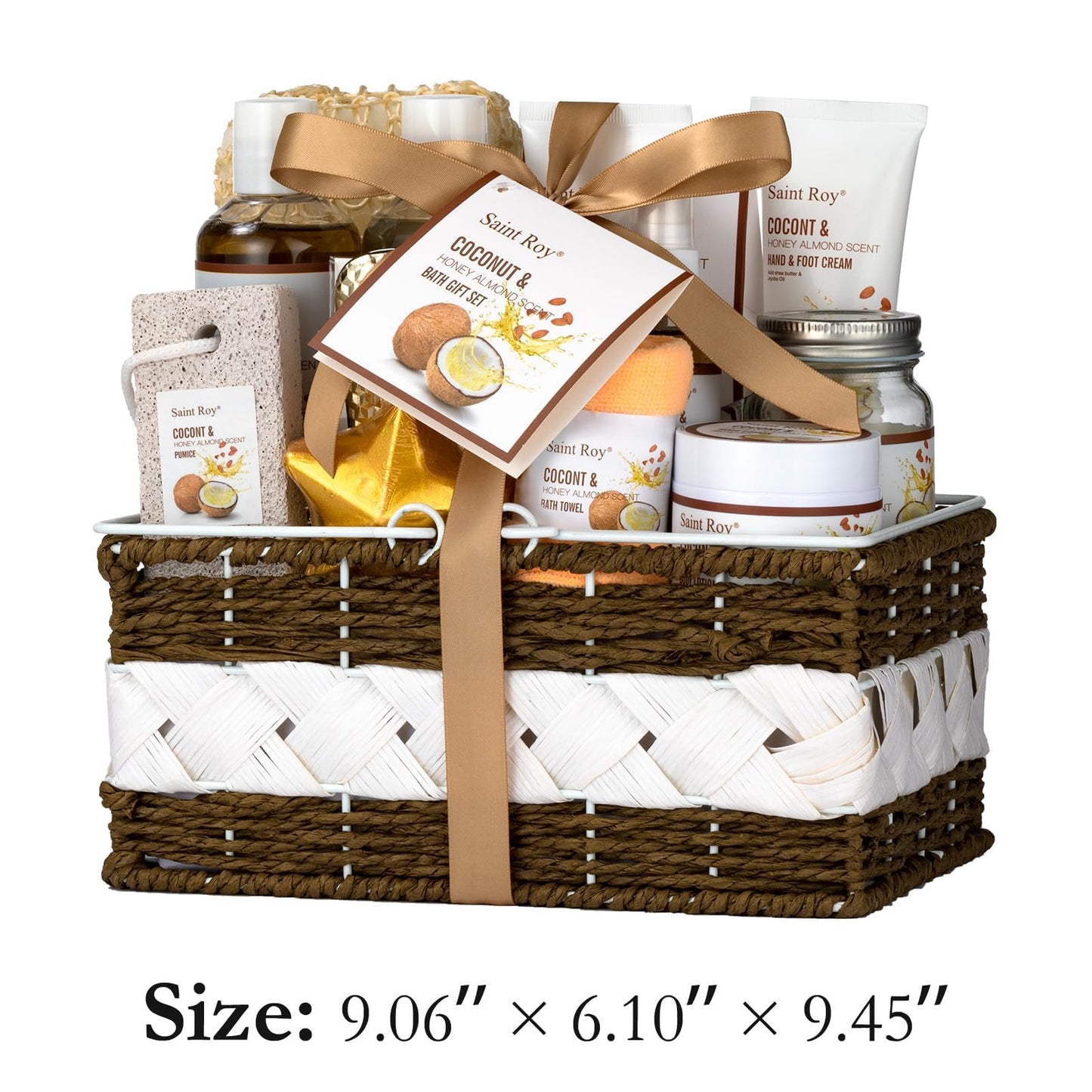 Spa Gift Basket Luxury Bath and Body Basket Set 17-Piece Coconut Honey Almond for Women for Mom for Her Pampering Large Luxury Home Spa Kit, Relaxing Self Care Pamper Gifts Birthday Bridal Shower Bath