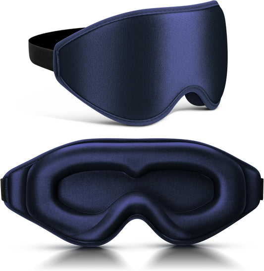 99% Fully Block Out Light Eye Sleep Mask, 3D Deep Contoured Eyes Cover Zero Pressure, Long Lash Extension Eyes Mask with Adjustable Straps for Sleeping Travel Home Nap Rest Women Men (Dark Blue)
