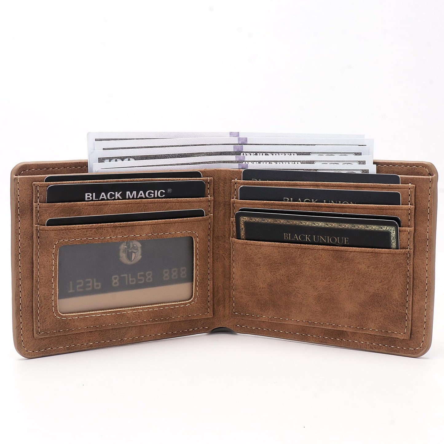 THTCSQ To My Son Gifts,Leather Wallet for Men,Engraved Personalized Leather Wallet,Birthday Christmas Gifts for Son from Mom Dad,Inspirational Gifts for Boy (Never Feel Son from Mom)