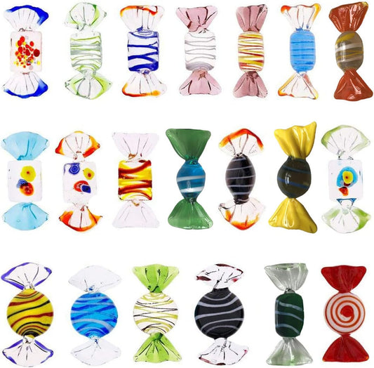 Iceyon 20pcs Glass Candy Ornament Vintage Sweets Candy for Home Party Wedding Christmas Festival Decoration (Style 1)