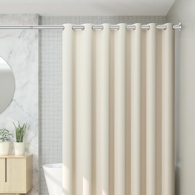 CorkLatta Chrome Shower Curtain Rod 31 to 92 Inch,1 Inch Diameter Adjustable Spring Tension Curtain Rod No Drilling Stainless Steel Telescoping Rod,No Rust