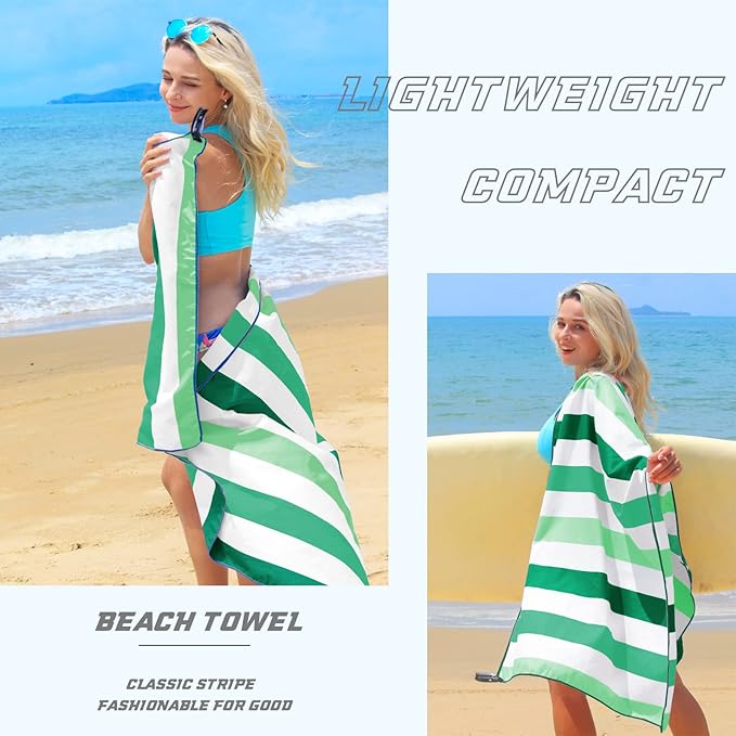 Exclusivo Mezcla 2 Pack Microfiber Quick Dry Beach Towels, Large Lightweight Sandfree Pool Towels for Swimming Camping Travel with Bag (Forest Green and Dark Purple, 30x60 Inches)