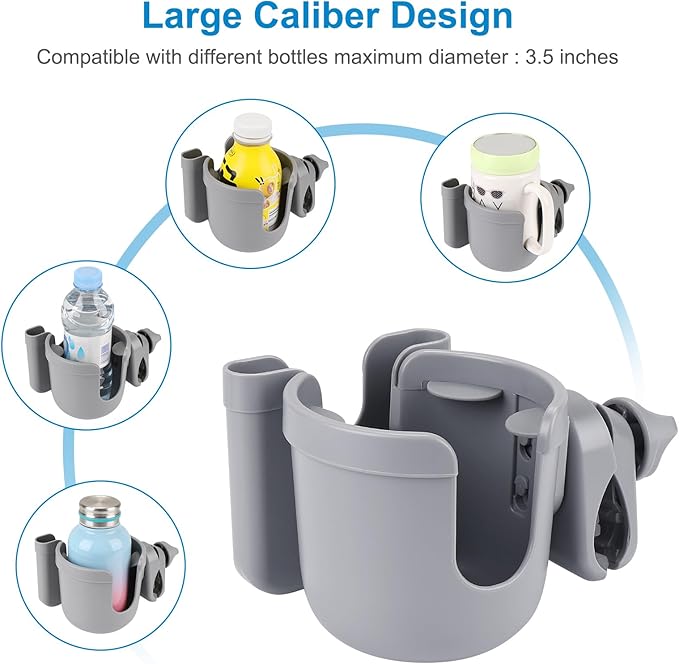 Accmor 2-in-1 Walker Cup Holder with Phone Holder, Wheelchair Cup Holder, Rollator Cup Holder, Cup Phone Holder for Walker, Wheelchair, Rollator, Mobility Scooter