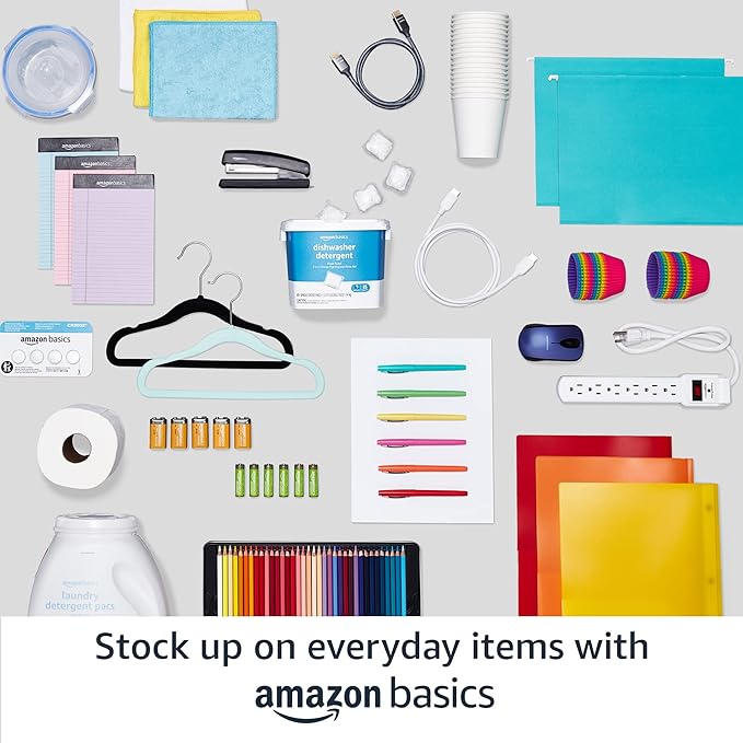 Amazon Basics Velvet Non-Slip Skirt Clothes Hangers with Clips, 360 Degree Rotatable Hook, Organize Pants and Skirts, Black/Silver, 24-Pack