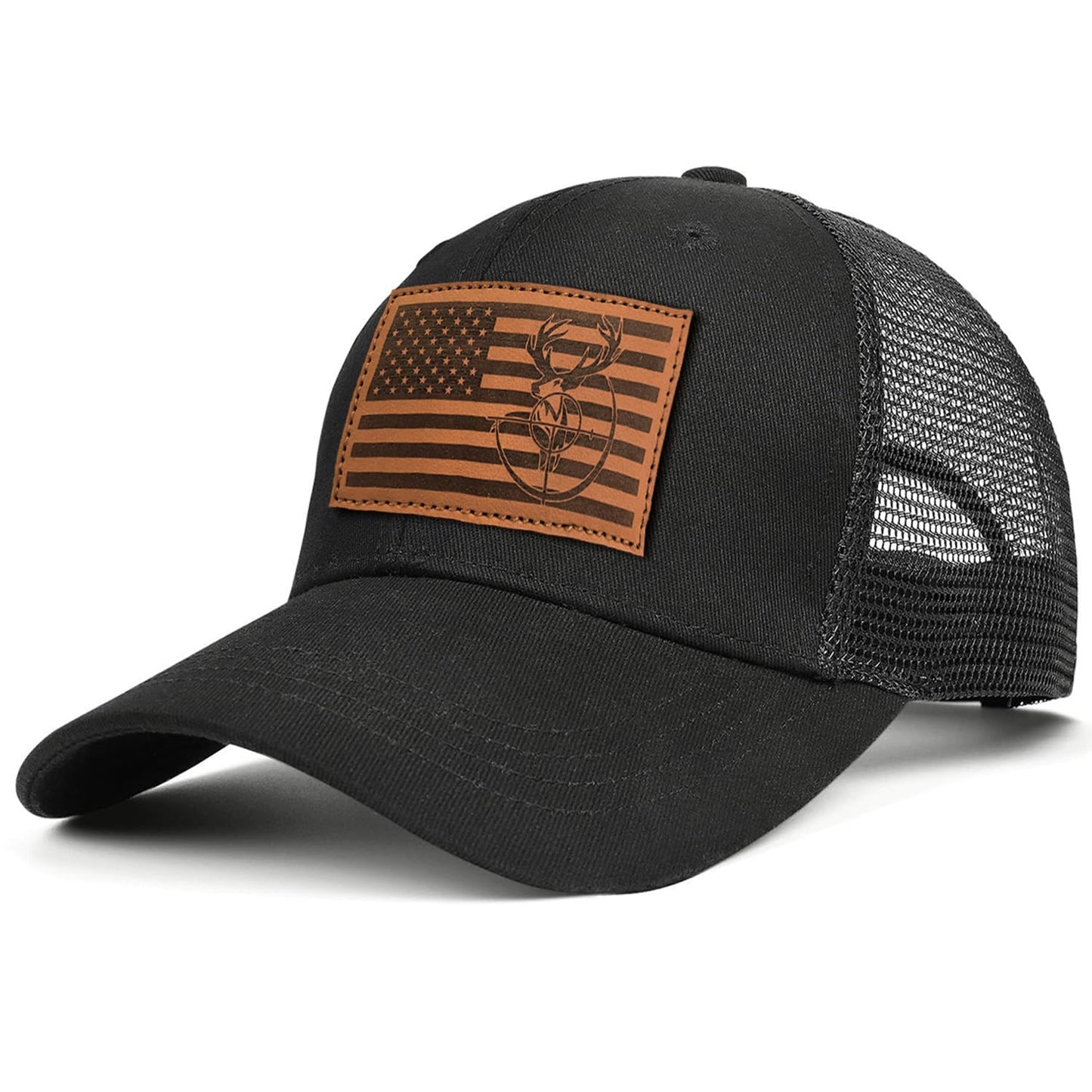 Deer Hunting Hat Hunting Gifts for Men Father's Day Christmas Birthday Gifts for Dad Husband Grandpa Deer Flag Design Snapback Trucker Hat Baseball Cap