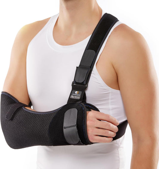 Comforband Duluxe Shoulder Immobilizer Arm Sling – Medical Sling with Adjustable Shoulder and Waist Straps for Torn Rotator Cuff, Clavical, Elbow, Forearm Injury (X-Large)