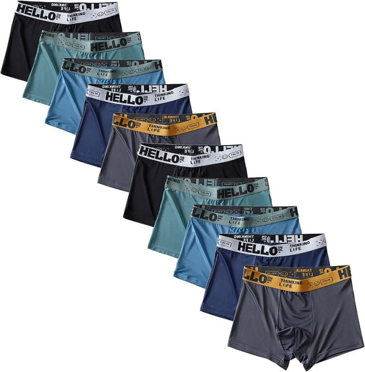 Men's Breathable Boxer Briefs Ice Silk Underwear,10-Pack