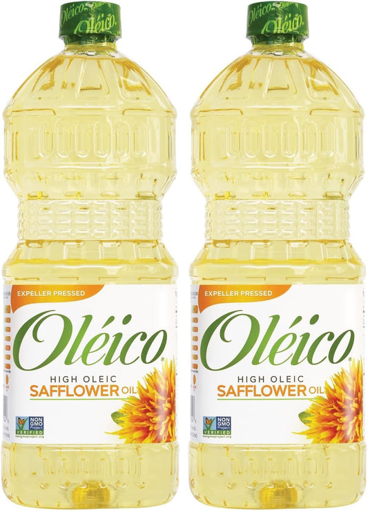Oleico - High Oleic, Non GMO Certified, Kosher Verified, Expeller Pressed, High Heat Stable Safflower Oil, Bottle of 32.3 fl oz (Pack of 2)