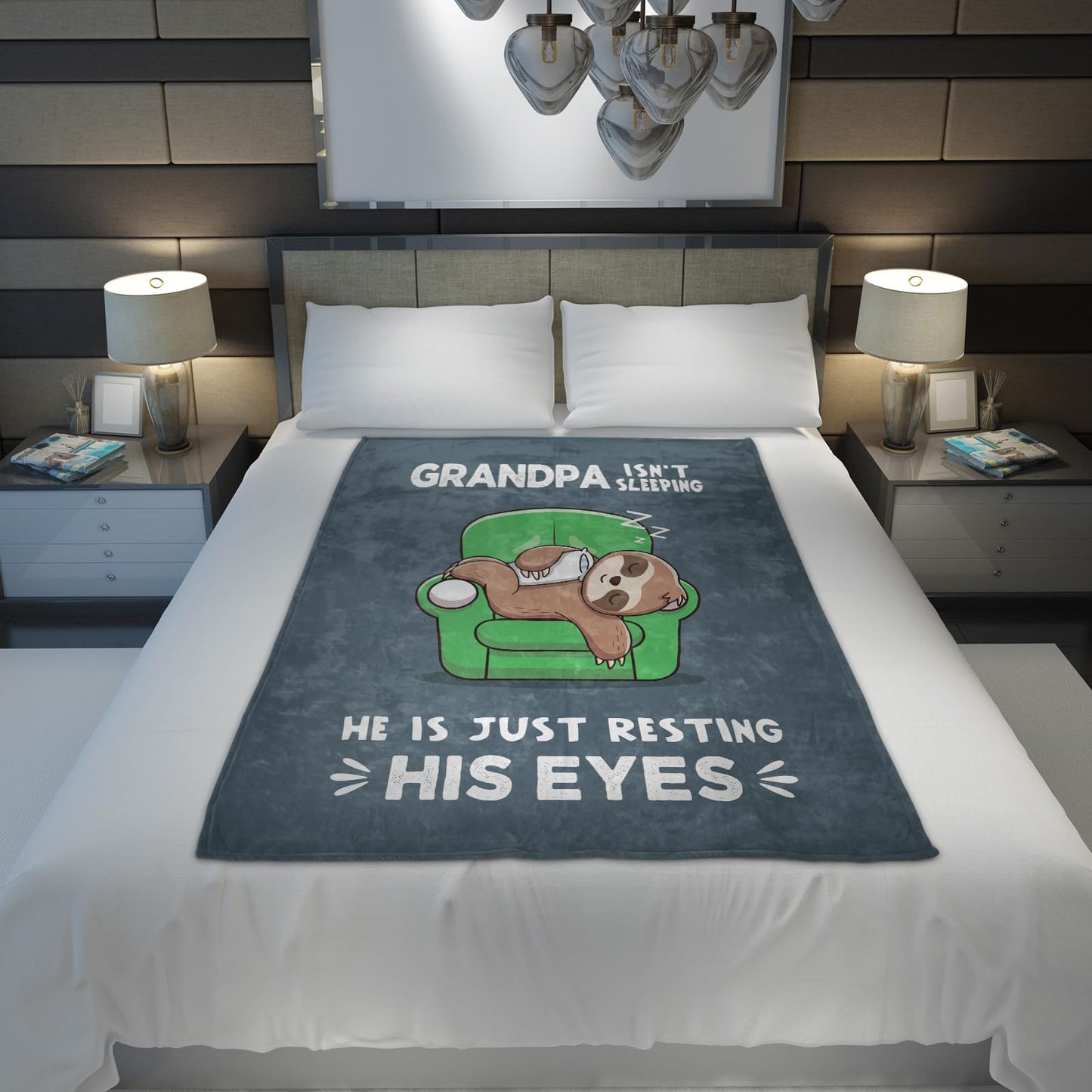 Funny Grandpa Gifts, Birthday Gifts for Grandpas, Grandpa is Not Sleeping Blanket, Funny Gift Blanket for Grandpas Grandfather from Grandkids 60" x 50"