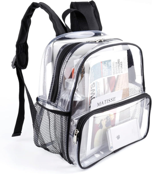Crosstime Clear Backpack for Stadium Events 12x6x12, Stadium Approved Transparent Bag with Reinforced Straps for Sports, Games, Concerts, Festivals