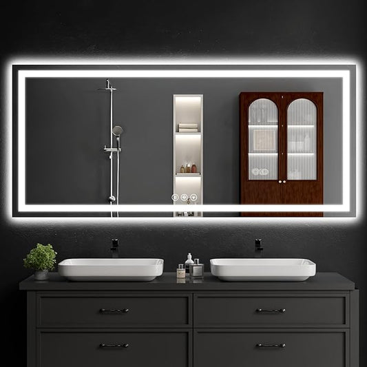 LED Bathroom Mirrors 32"x72" Bathroom Mirror with Lights for Wall, Backlit + Front Lit, 3 Colors, Anti-Fog, Dimmable Brightness for Vanity,Bathroom, Entryway, Living Room