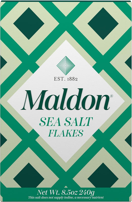Maldon Salt, Sea Salt Flakes, 8.5 oz (240 g), Kosher, Natural, Handcrafted, Gourmet, Pyramid Crystals
