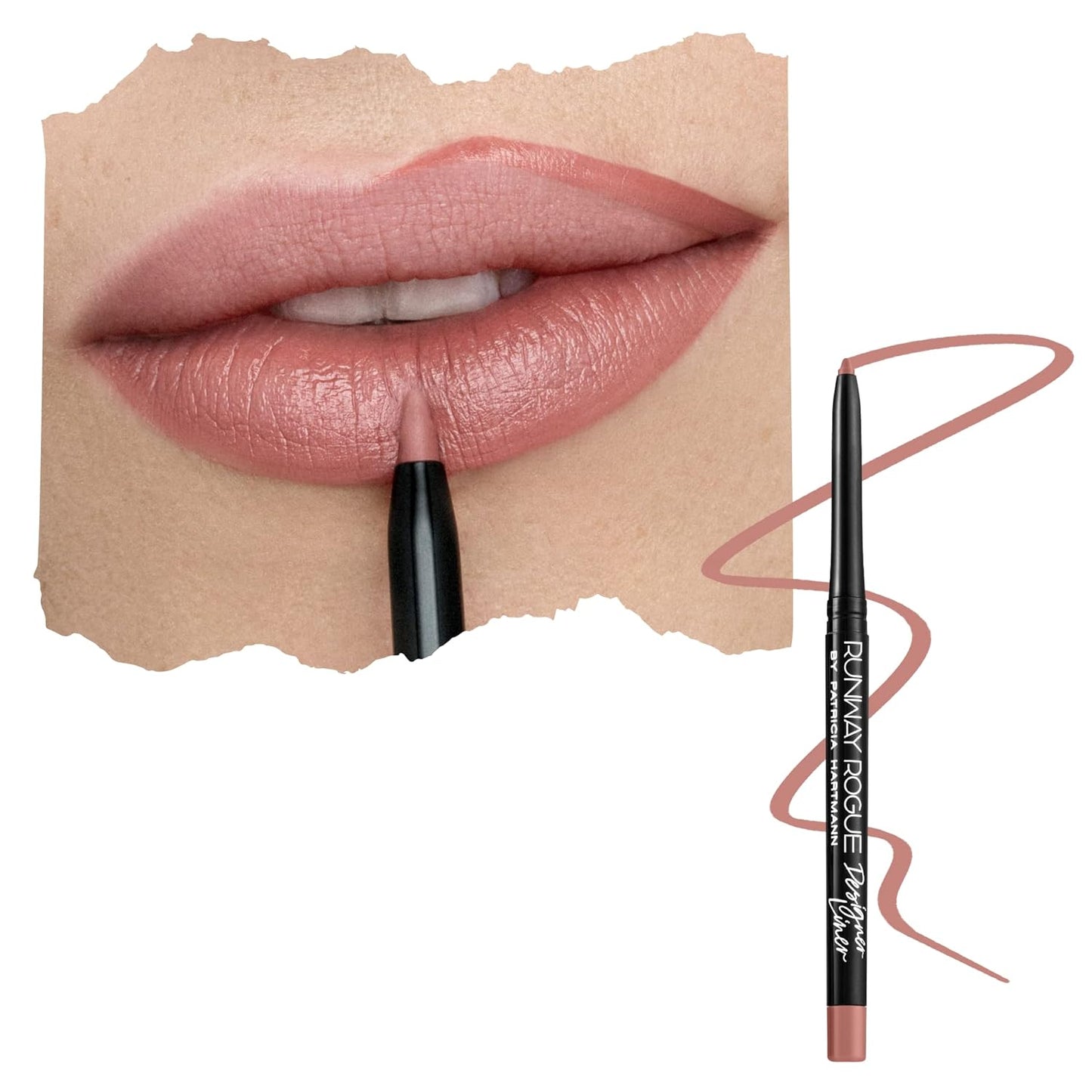 Runway Rogue Designer Liner Lip Pencil, Matte Light Sandy-Beige Lip Liner Pencil and Lip Liner Sharpener, âSpotlightâ