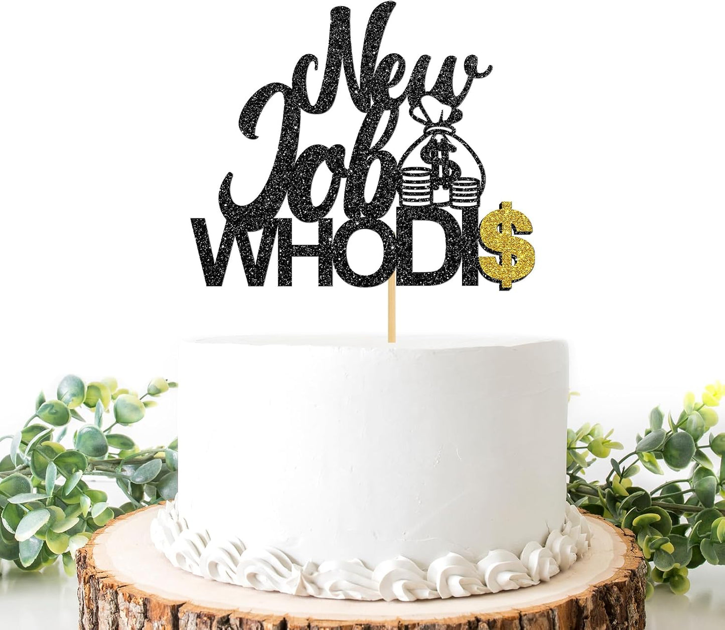 New Job Who Dis Cake Topper, Congrats New Job, Congratulations, Glittery Going Away the Beginning of a New Chapter Party Decorations Supplies