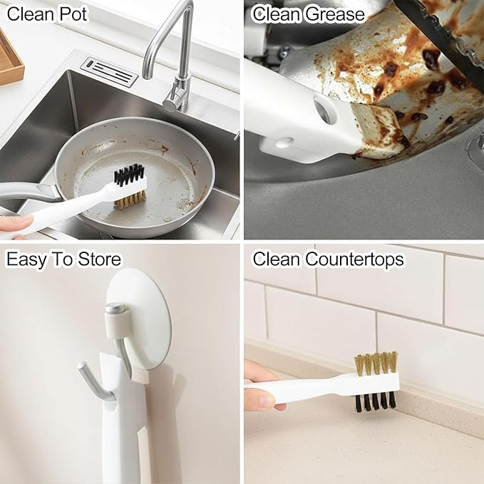 Ymapinc Kitchen Cleaning Scrub Brush, 4-in-1 Stove Cleaner for Gas Top with Cooktop Scraper, Gas Stove Top Cleaner, Household Cleaning Tools, Scrubber for Range Hood Grease Grime