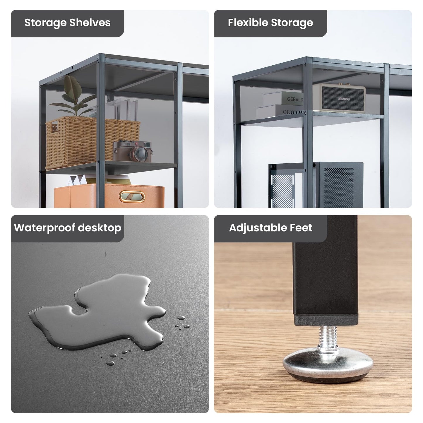MINOSYS 47-inch Computer Desk with Storage Shelf - Your Ideal Black Gaming Desk for Bedrooms, Small Spaces, and Home Offices. This Modern Writing Desk is Perfectly Suited for PCs.