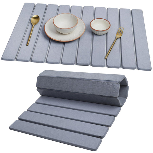 AUDRILO Kitchen Dish Drying Mat - Super Absorbent Microfiber Countertop Drainer Pad, Quick Dry Sink Mat for Dishes, Glassware & Utensils, Non-Slip Kitchen Counter Protector (Light Grey)