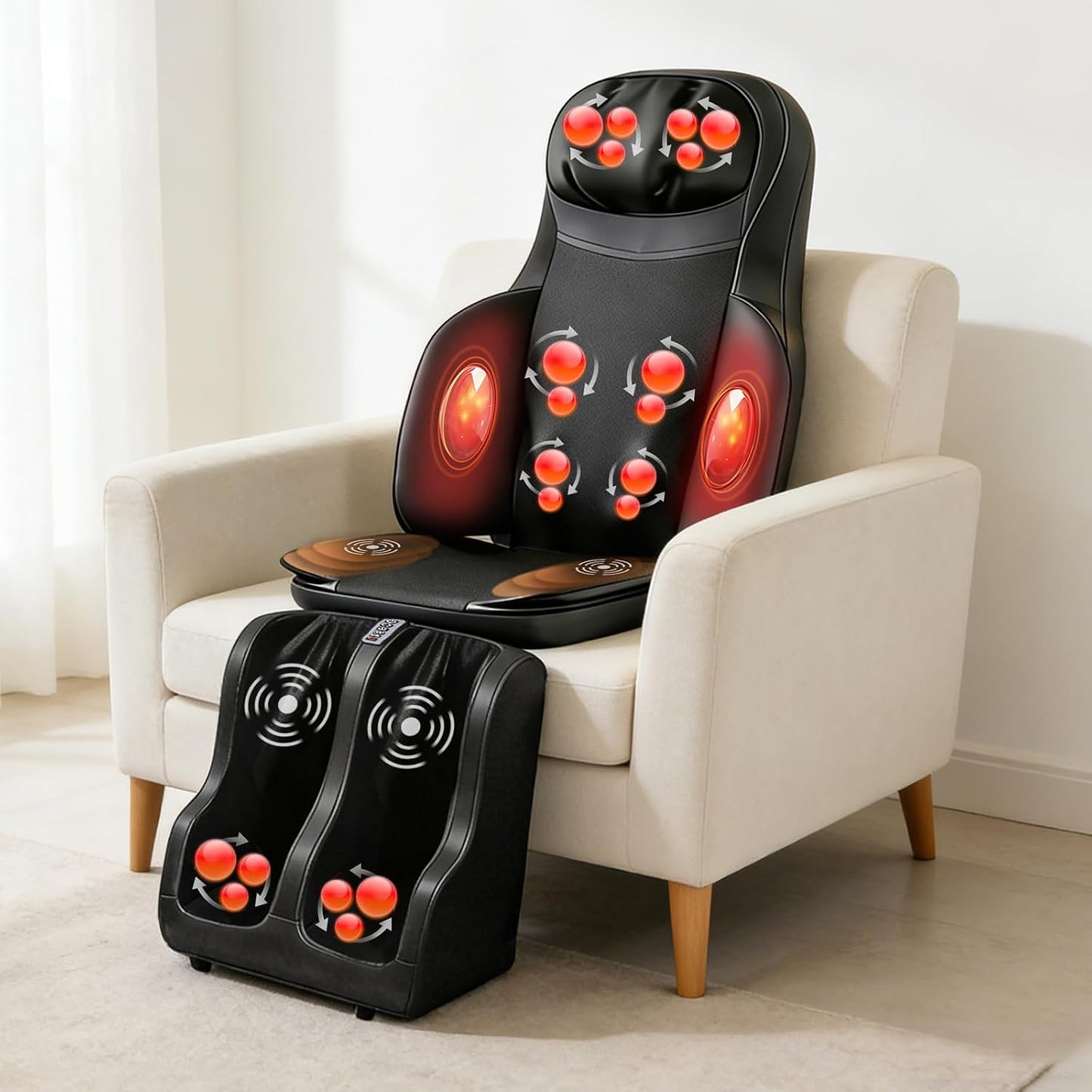 Full Body Massage Mat for Neck Back Foot Calf with Heatand Vibration, Massager Chair Pad with Deep-Kneading.Nodes, Portable Seat Massager for Relaxation, HomeOffice Use, Gifts for Familes Friends