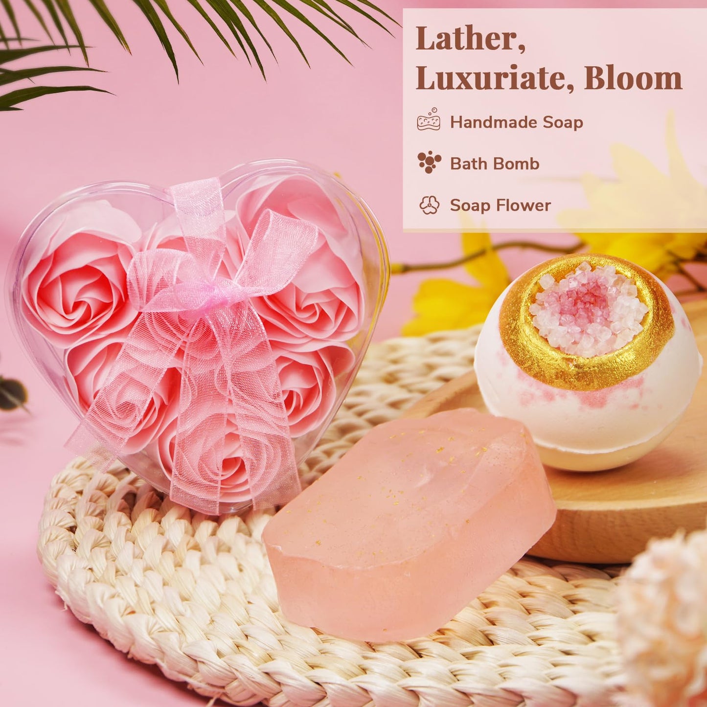 LuckyBundle Birthday Gifts for Women - Luxury Self Care Gift Basket for Her, Mom, Sister, Bestied Coworker - Unique Spa Care Package with Flannel Blanket - Ideal for Mother's Day, Get Well Soon