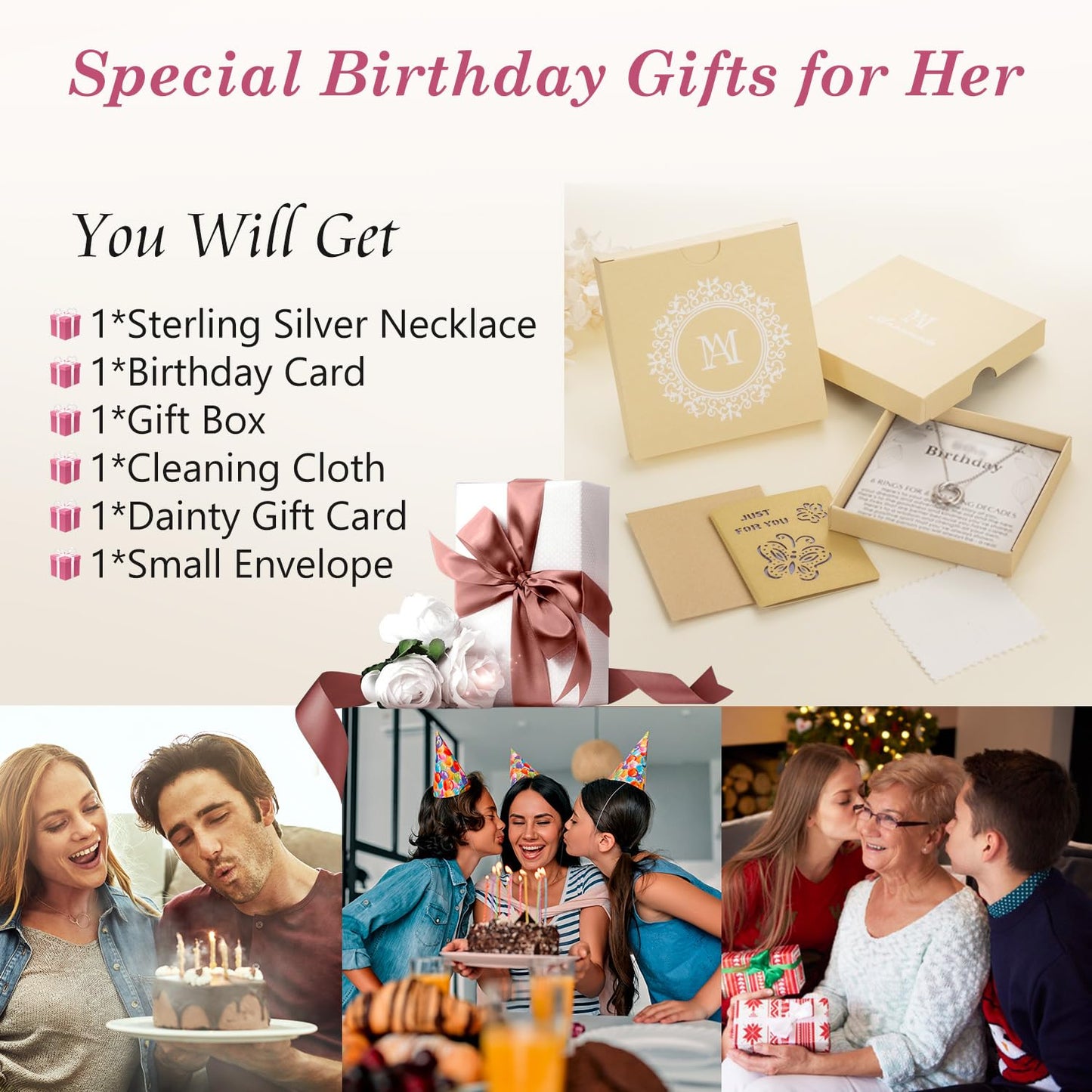 Annamate 80th Birthday Gifts for Women 925 Sterling Silver 8 Circles Necklace For Her Eight Decade Jewelry 80 Years Old Birthday Gift