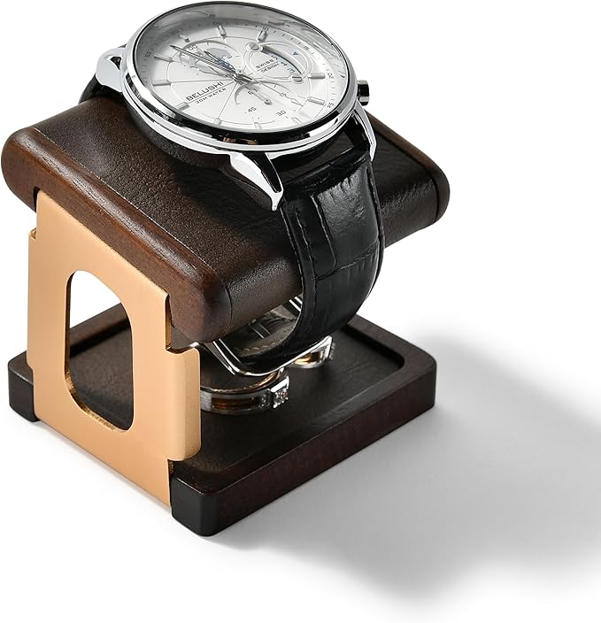 Luxury Acacia Wood Watch Stand & Tray Organizer â Premium Handmade Display for Watches, Rings & Accessories â Modern Minimalist Design, Gift-Ready for Desk or Dresser