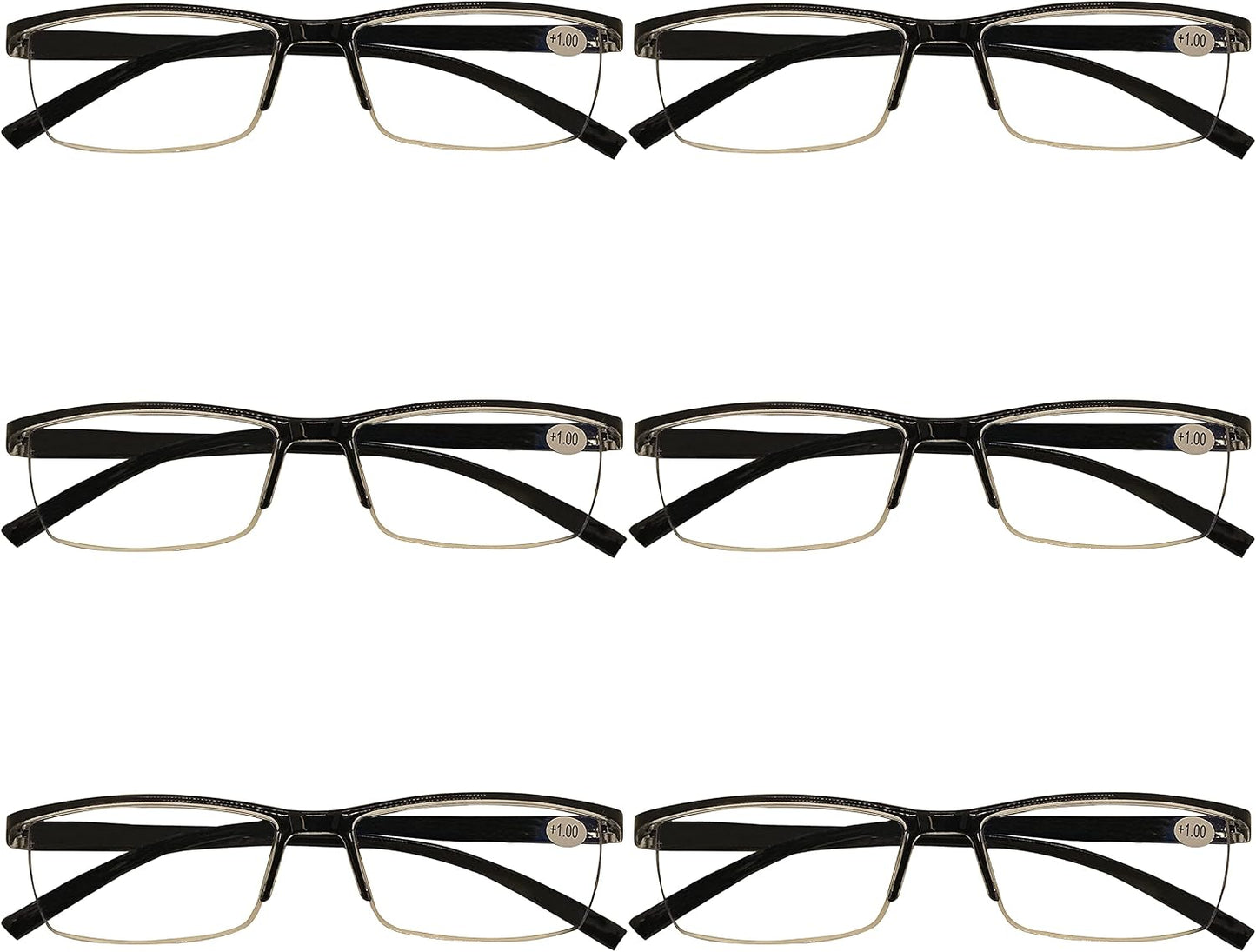 B&Q 6 Pack Reading Glasses for Women & Men – Blue Light Blocking Readers for Men & Women