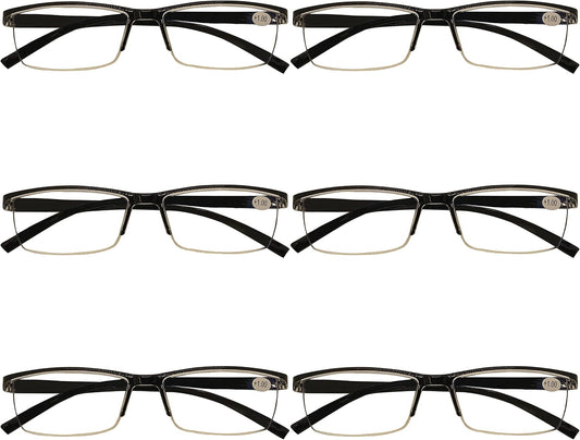 B&Q 6 Pack Reading Glasses for Women & Men – Blue Light Blocking Readers for Men & Women