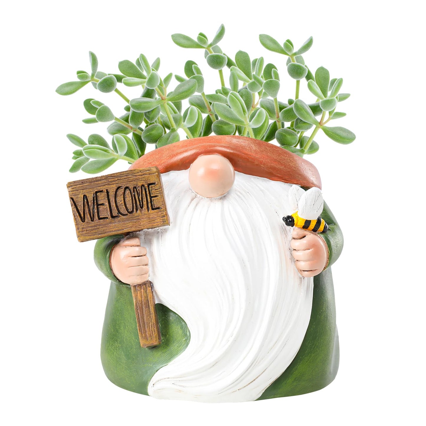 Chonsun Cute Plant Pots Small Gnome Flower Pots 4" Succulent Pot with Drainage Resin Garden Pot Planter for Indoor Outdoor"