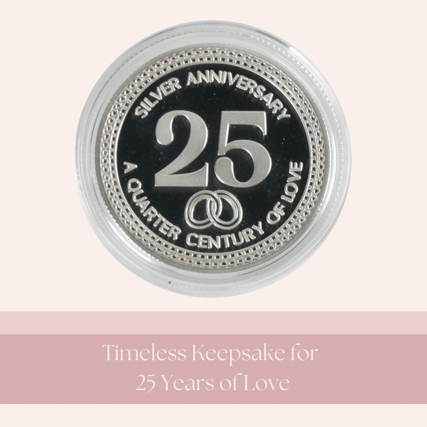 25th Wedding Silver Anniversary Commemorative Coins Set of 2 – 25 Year for Couple, Husband or Wife – Traditional Silver-Plated Keepsake in Gift Box