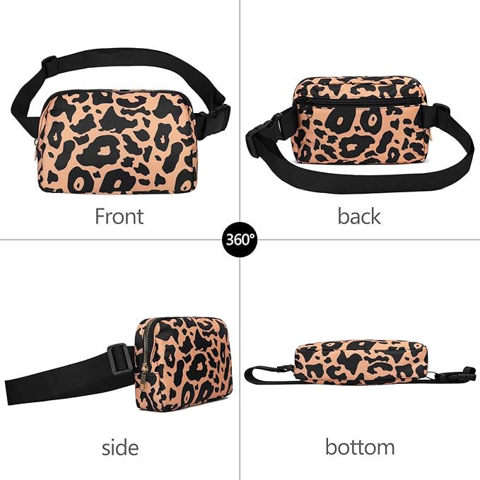 VOROLO Fanny Pack For Women And Men Crossbody Bag Belt Bag with Adjustable Strap Graduation Gifts Leopard Yellow