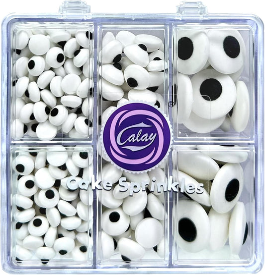 Edible Candy Eyes Sprinkles for Cake Decorating 4.6oz, Halloween Eyeball Sprinkles for Cookie Baking Ice Cream Brownie Cupcake Toppings