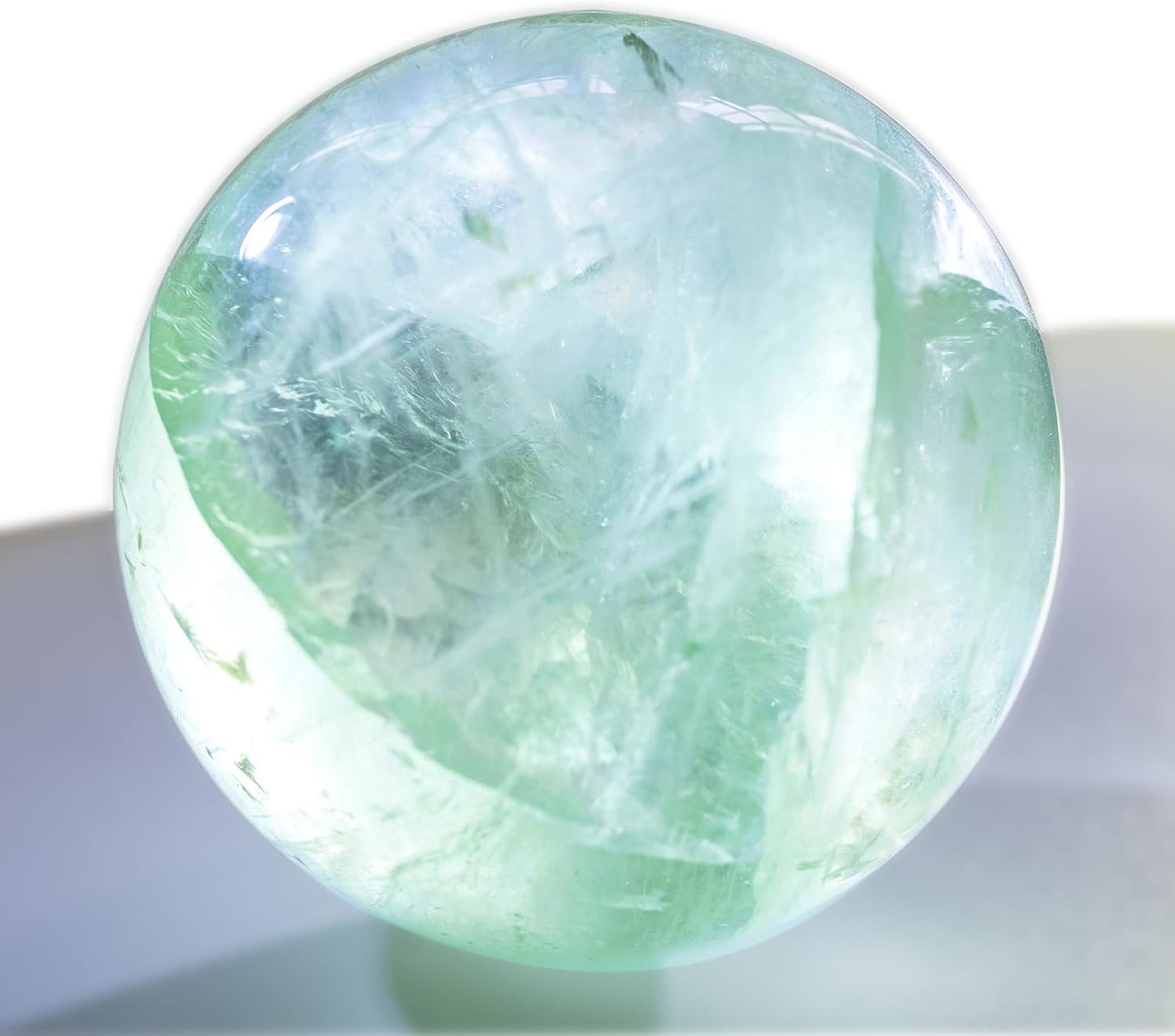 Green Fluorite Crystal Sphere - 2.0-2.4" Inches Decorative Balls, Gem-Grade Clarity, Perfect for Reiki, Chakra, Feng Shui, Meditation, and Healing, Witchcraft Supplies