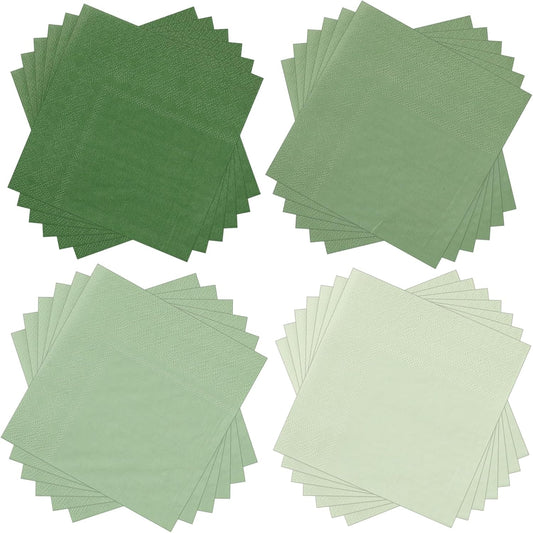 Layhit 100 Pcs Cocktail Napkins Disposable Beverage Napkins Square Paper Dessert Tissue for Wedding Birthday Celebration Party Supplies(Sage Green,5 x 5 Inch)