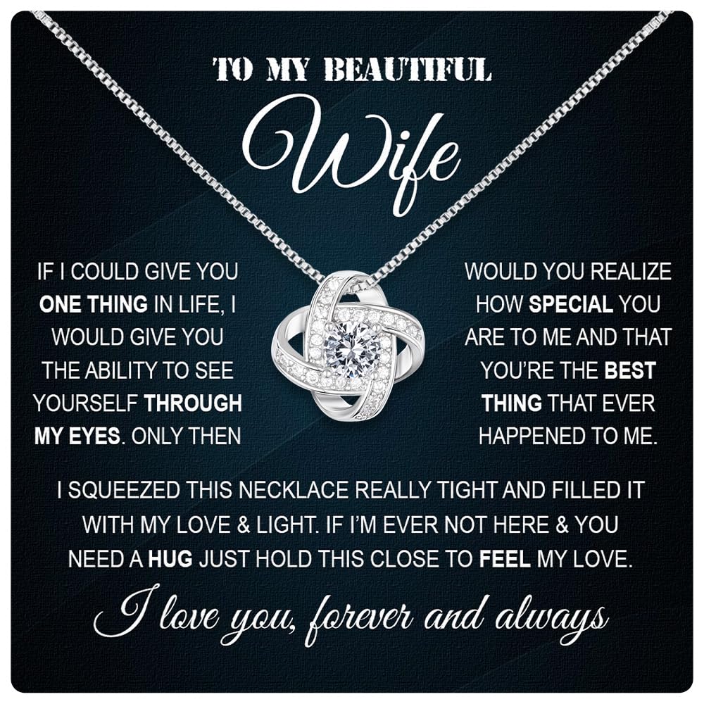 Larvincy To My Wife Necklace from Husband With Heartfelt Message & Elegant Box - Soulmate Necklace for Women, Romantic Jewelry Gift for Her On Birthday, Anniversary