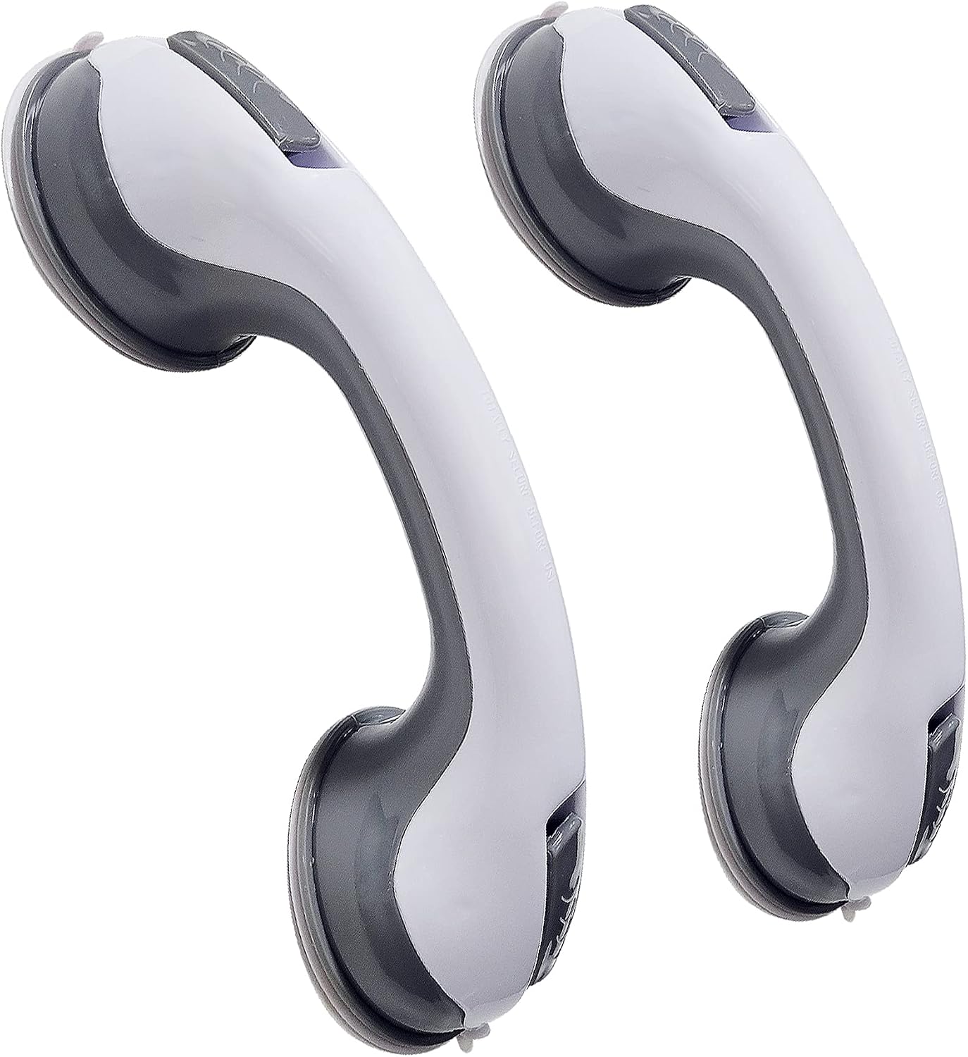 12'' Portable Grab Bars for Bathroom,Ultra Grip Dual Locking Shower Handles for Elderly,Safety Suction Grab Bars for Shower,Balance Assit Hand Rail Support,Injury,Senior,Kids(Gray, 12"-Pack of 2)