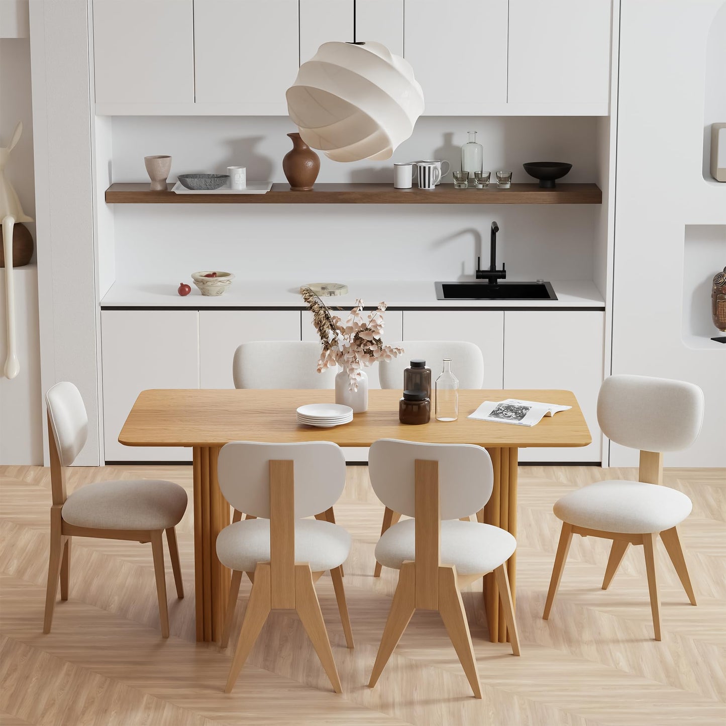 Casaphoria 67" Rectangular Dining Table, Modern Kitchen Table for 4-6, Farmhouse Style Large Table, Easy Assembly for Living Room, Kitchen, Bar, Natural Wood