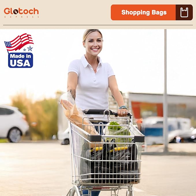 Glotoch 10000 (10K) Count Plastic T-shirt Bags Plain Black, 11.5 x 6.5 x 21" Grocery Shopping Bags with Handles for Restaurant, Retail, Takeout, Convenience Stores, Kitchen Trash, in Bulk Business