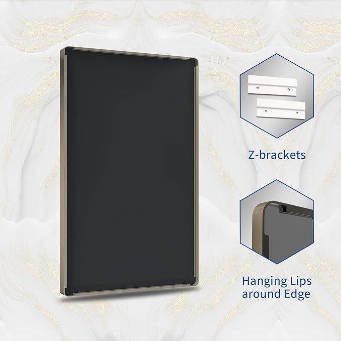 WEER Bronze Bathroom Wall Mirror, 40x32 Inch Oil Rubbed Bronze Vanity Mirror, Farmhouse Bronze Mirror with Aluminum Alloy Brushed Metal Frame, Tempered Glass, Anti-Rust (Horizontal/Vertical)