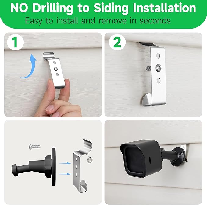 Cozcty Siding Hooks, 20 Pack Upgrade Outdoor Hooks with Screw Hold Up to 20lbs, Easy Install Soffit Hanger, No Hole Stainless Steel Vinyl Siding Clips for Hanging Solar Lights, Home Decor, Wreaths