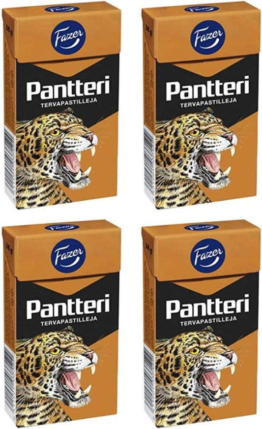 Fazer Pantteri Tarpastille Liquorice 4 Boxes of 38g