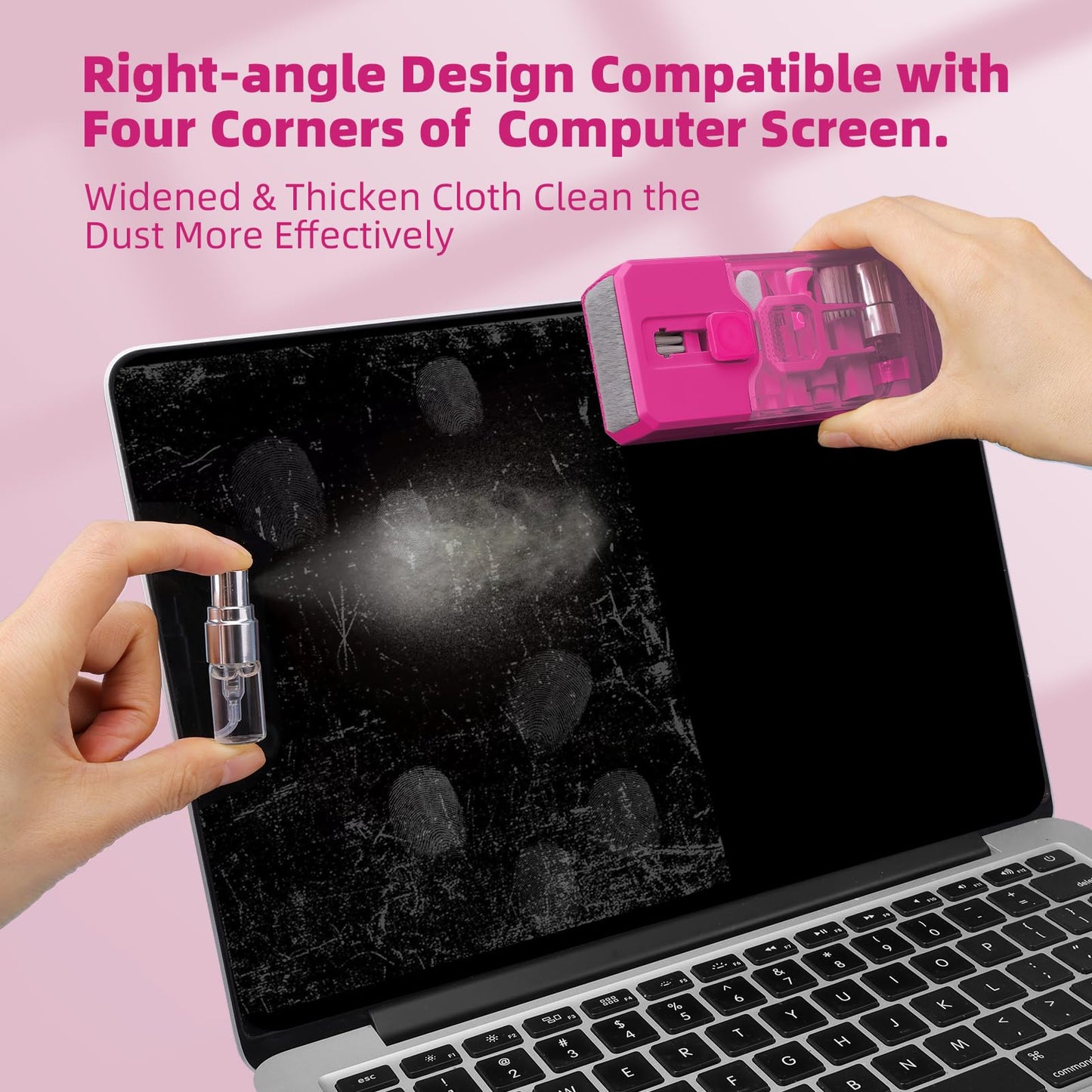 Ordilend Keyboard Cleaner Laptop Cleaning Kit, Car Accessories for Women Interior, Desk Accessories Office Supplies for Women, Patented Camera Cleaning Kits, HotPink