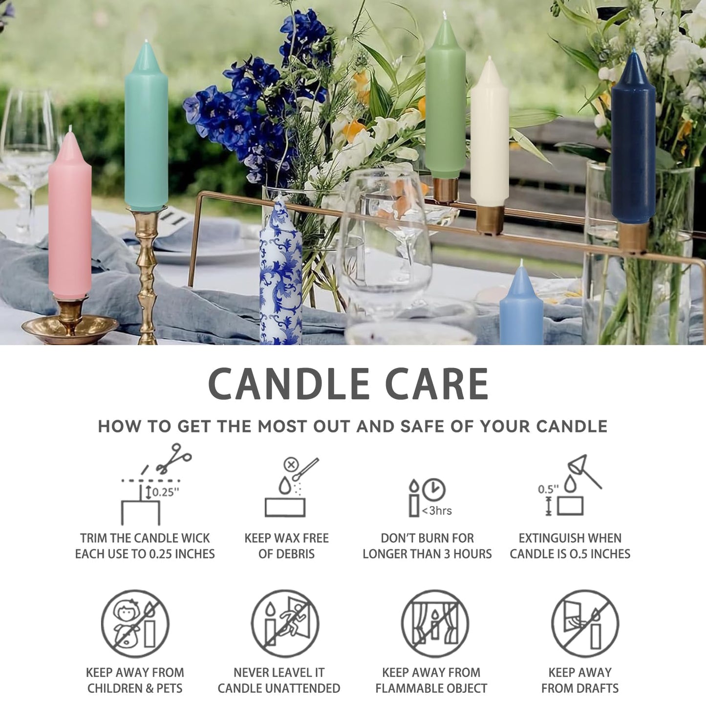 NJAO HOO Ivory Short Taper Candle 5 Inch Candlesticks Unscented Dripless Tapered Candle Set for Home Decor Wedding Party Dinner Candles, 4 Pack