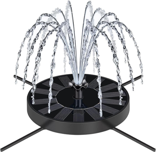 SEIRMEP Solar Fountain Pump with Spray Height Adjustment, Upgrade Glass Solar Bird Bath Fountains with 6 Nozzles, Outdoor Solar Water Fountain Pump for Bird Bath, Garden, Pool, Pond