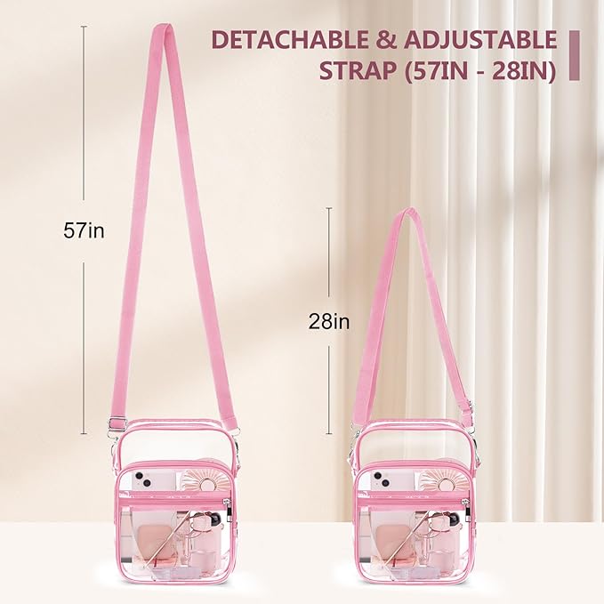 Blvornl Clear Crossbody Bag with Adjustable Shoulder Strap, Stadium Approved PVC Purse Bag, Messenger Bag