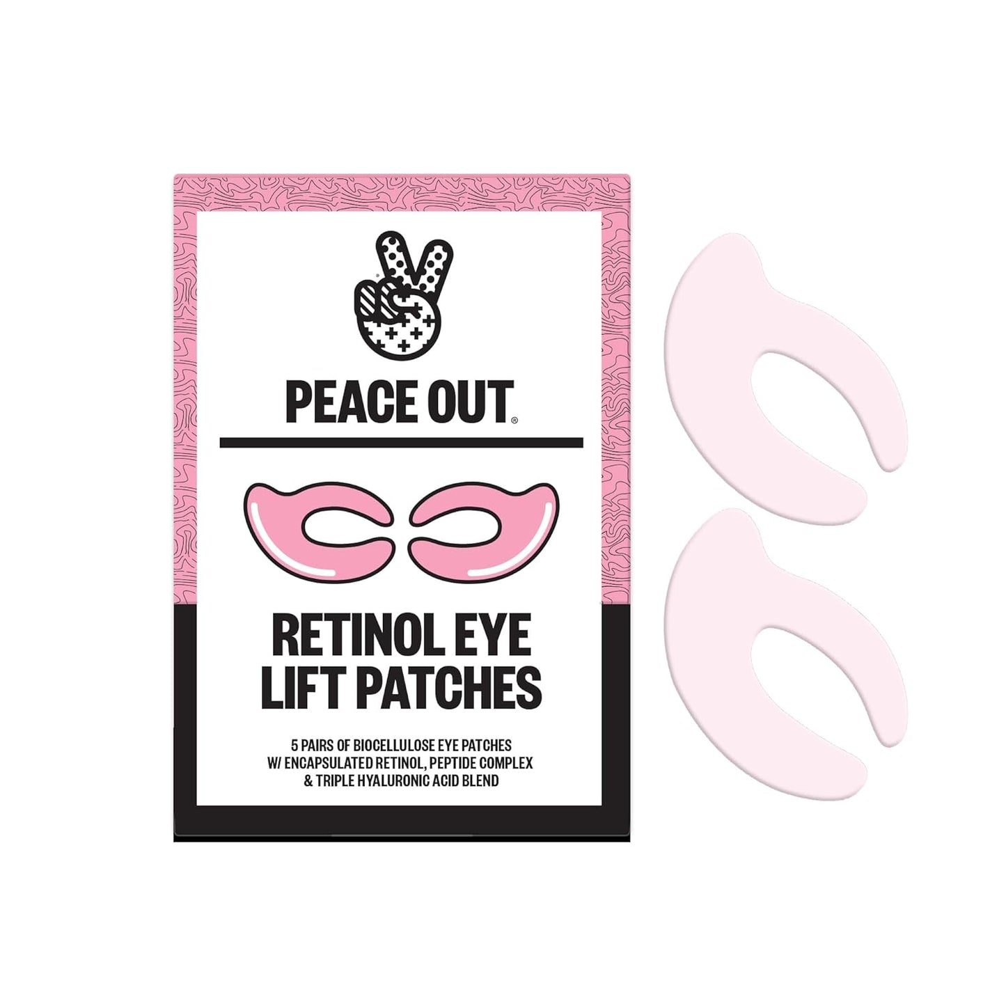 PEACE OUT Retinol Eye Lift Patches to Lift, Firm and Revitalize Tired Eyes, 360Â° Coverage Targets Fine Lines & Wrinkles, 5 Pack